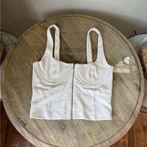 Zara Cream Zip Bustier Underwired Crop Top